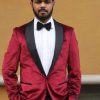 "Maroon Velvet Tuxedo for Rent | Pre-Wedding & Event Wear in Bangalore & Hyderabad"