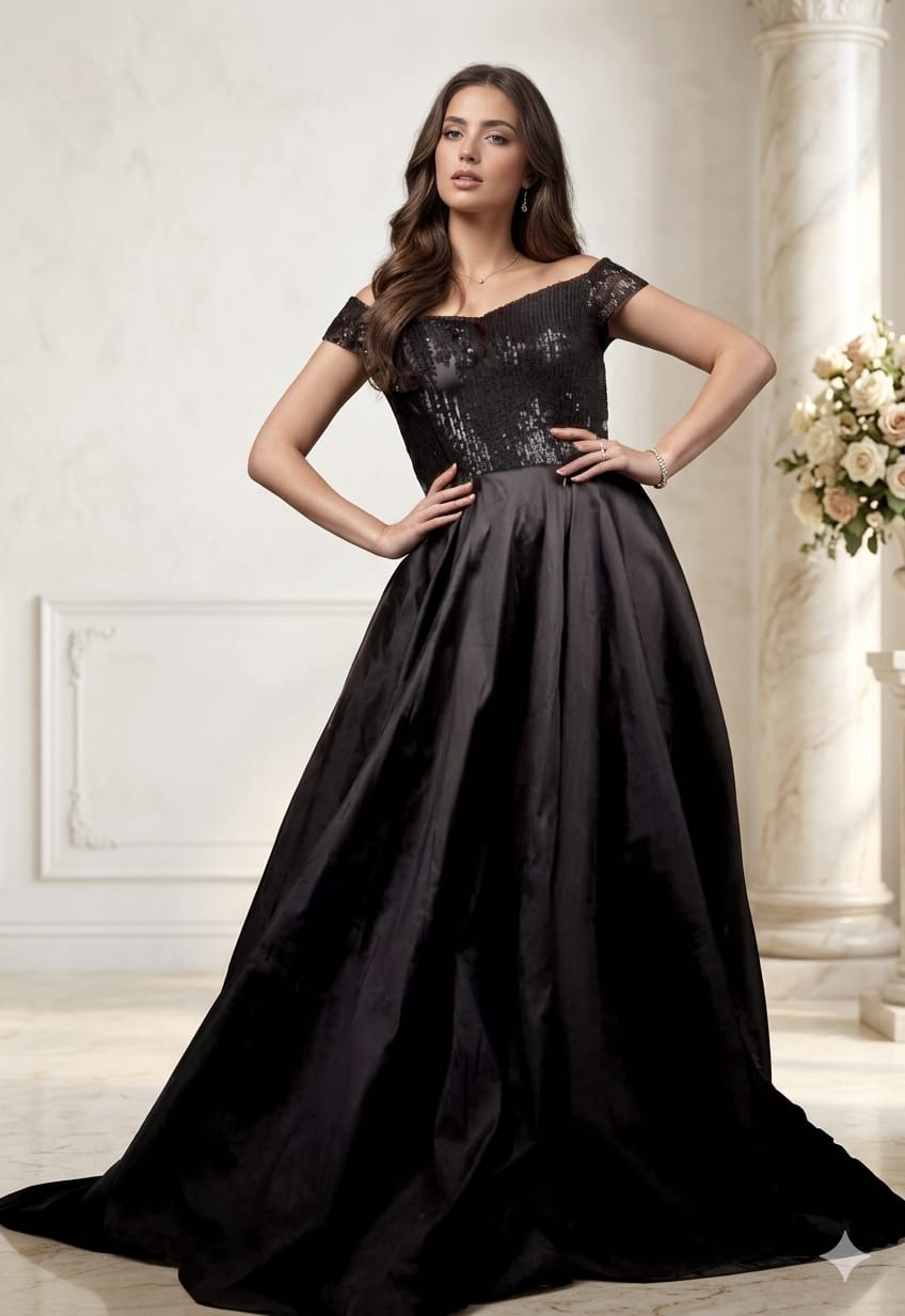 Black Sequin Trail Gown Wwwthedressbankcom