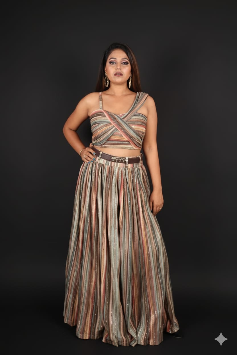 Crop Top Stripes Lehenga Wwwthedressbankcom