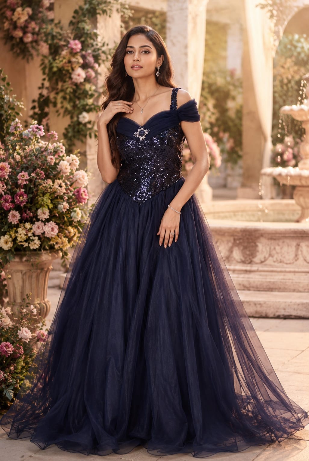 Navy Blue Sequin Ballgown Wwwthedressbankcom