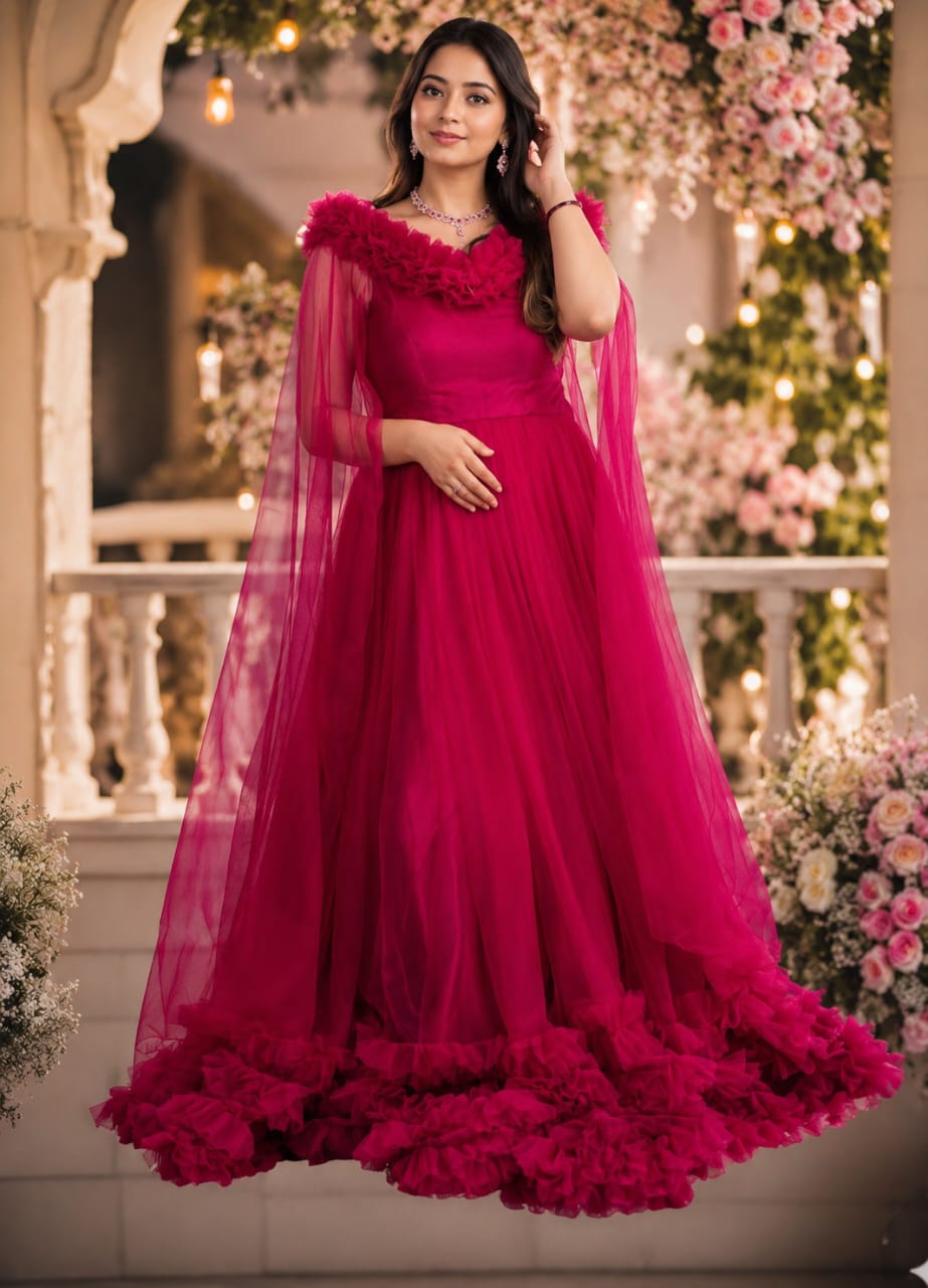 Fuschia Pink Ruffle Gown Wwwthedressbankcom