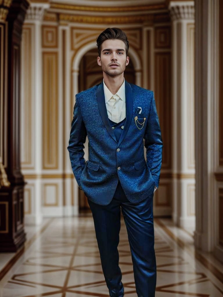 Rent Teal Blue 3-Piece Wedding Suit for Men – Pre-Wedding & Event Wear in Bangalore & Hyderabad