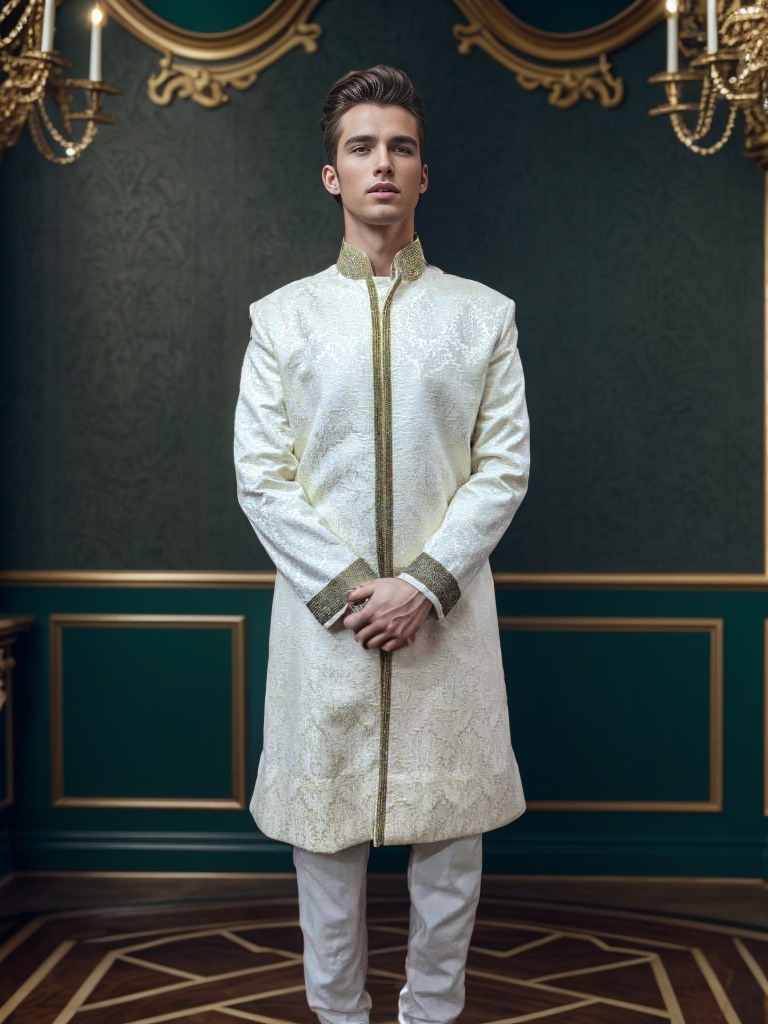 Rent Off-White 2-Piece Sherwani Set for Men – Wedding & Festive Wear in Bangalore & Hyderabad