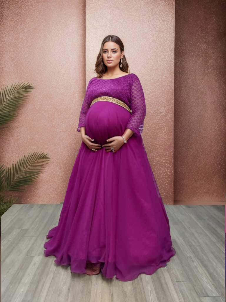 “Elegant Wine Gown – Pre-Wedding, Maternity & Special Occasion Rental Outfit in Bangalore & Hyderabad”
