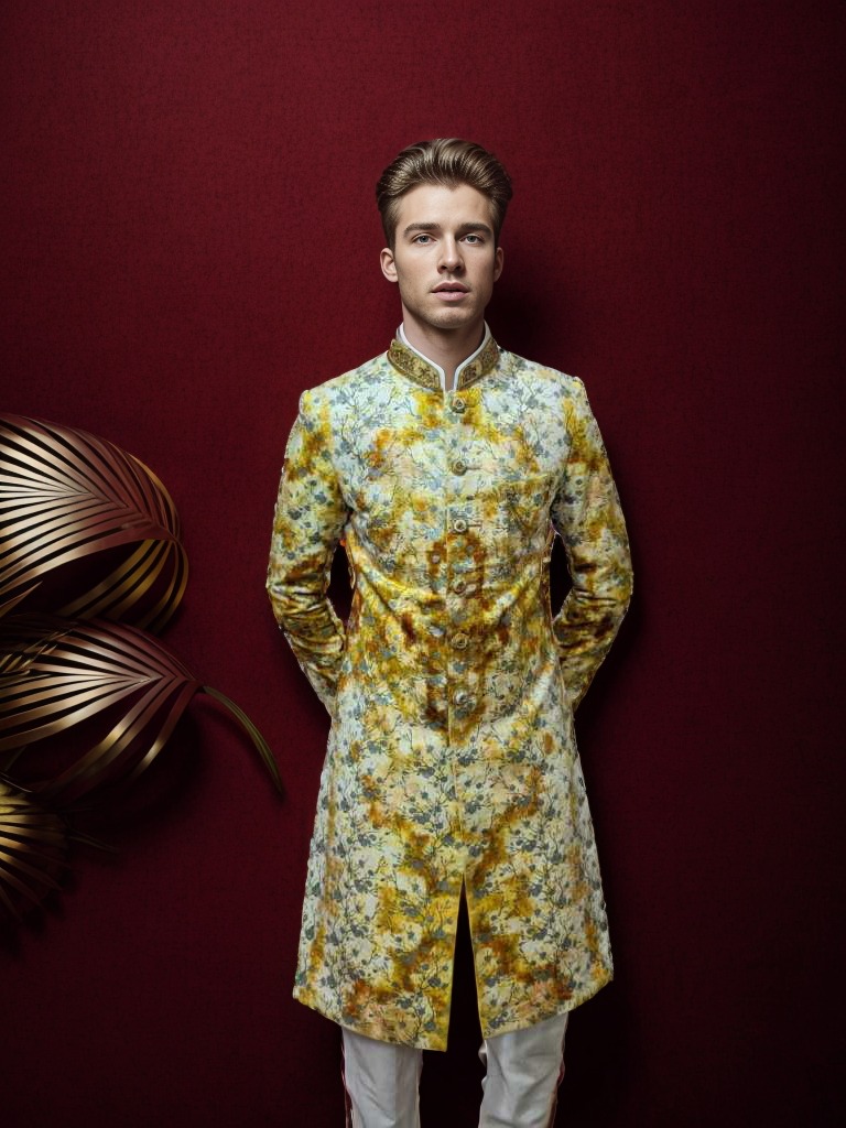 Rent Multi-Color 2-Piece Sherwani Set for Men – Festive & Wedding Wear in Bangalore & Hyderabad