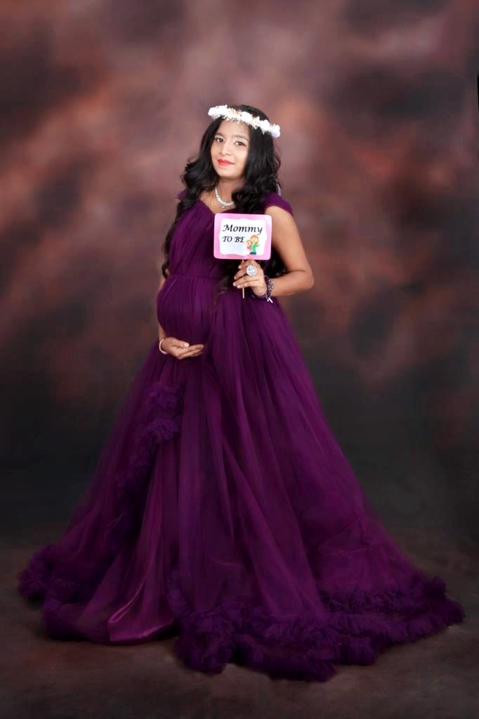 "Wine Ruffled Ball Gown for Women – Rent Pre-Wedding & Event Wear in Bangalore & Hyderabad"