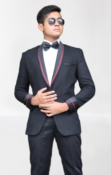 "Black Tuxedo with Red Lapel – Rent Premium Groom & Formal Wear in Bangalore & Hyderabad"