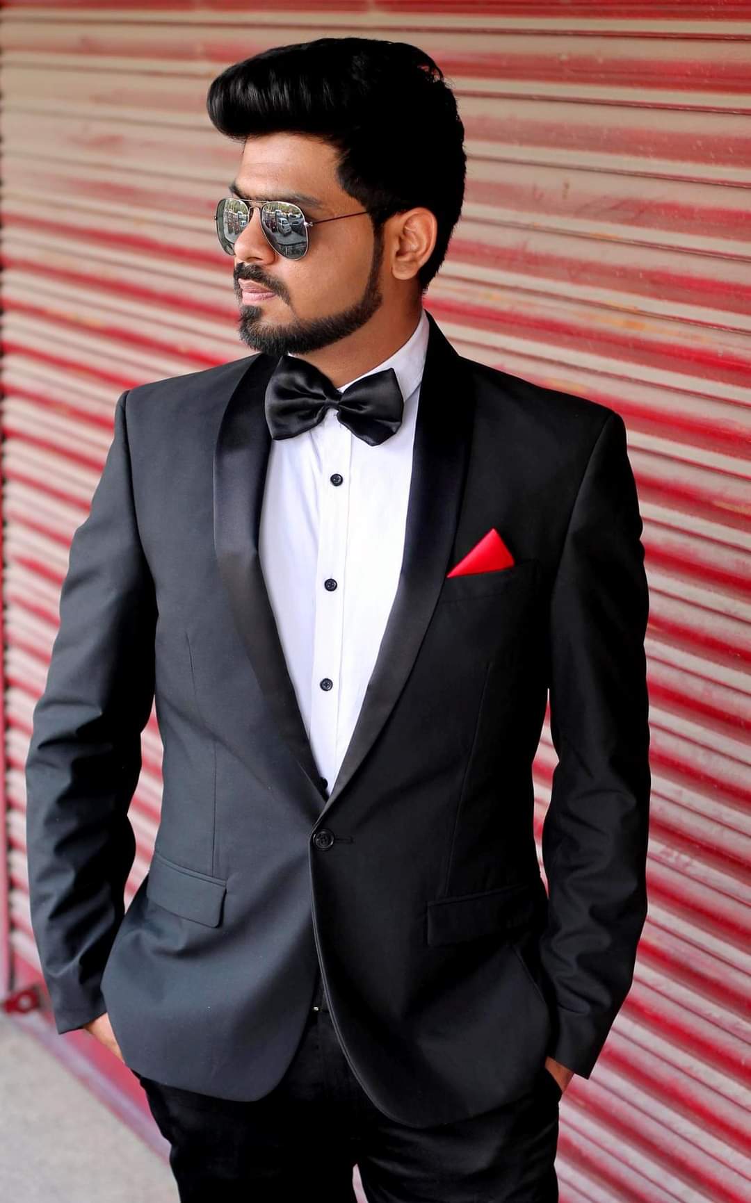 Black Velvet Lapel Blazer with White Shirt & Bow for Rent | Pre-Wedding & Formal Wear – Bangalore & Hyderabad