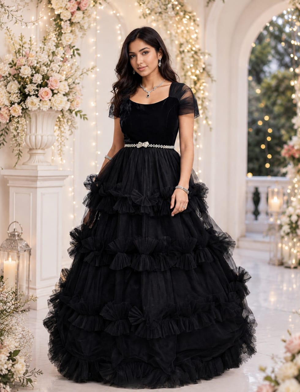 Black Velvet Ruffle Gown Wwwthedressbankcom