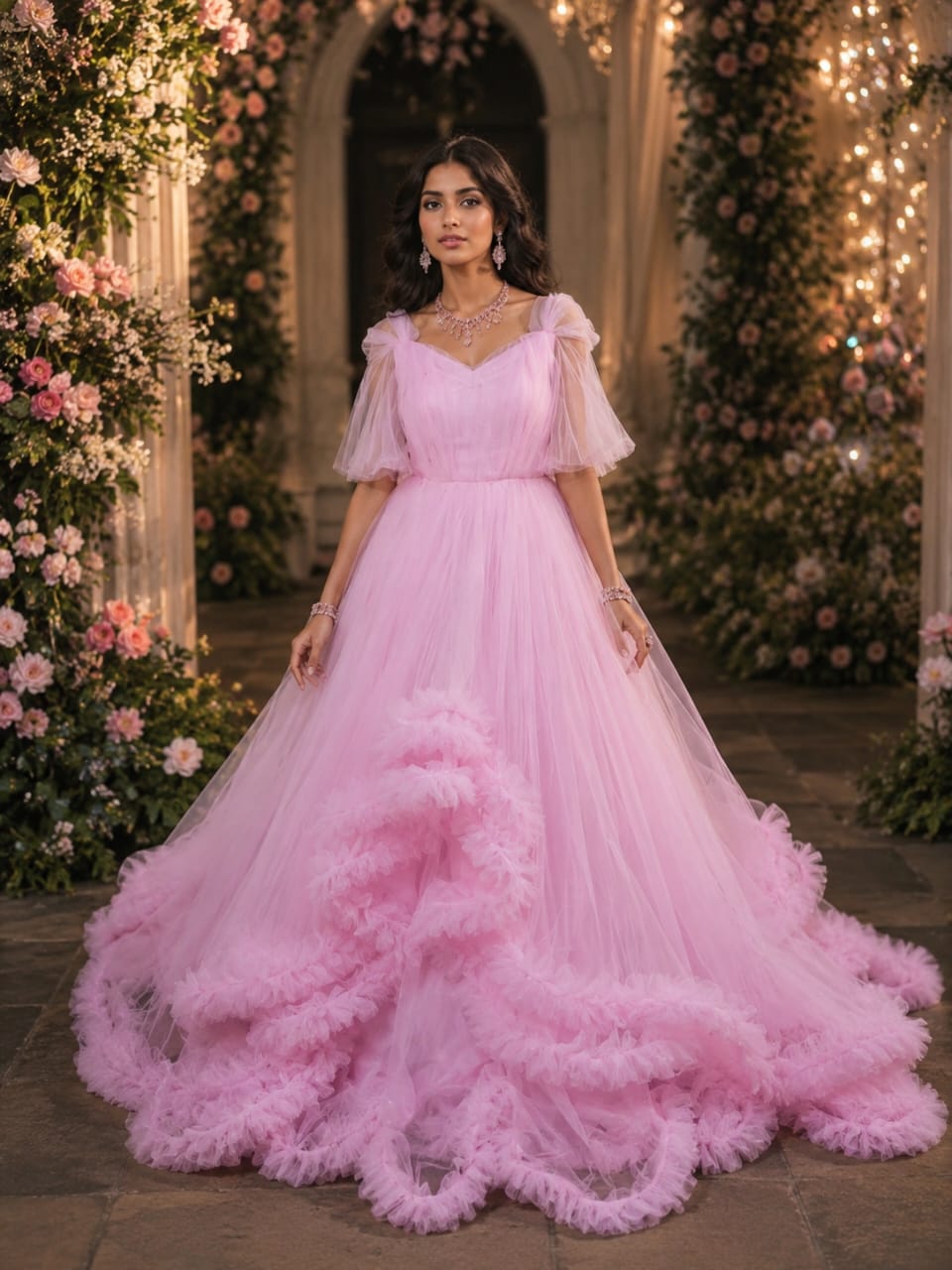 Light Pink Long Ruffle Gown Wwwthedressbankcom