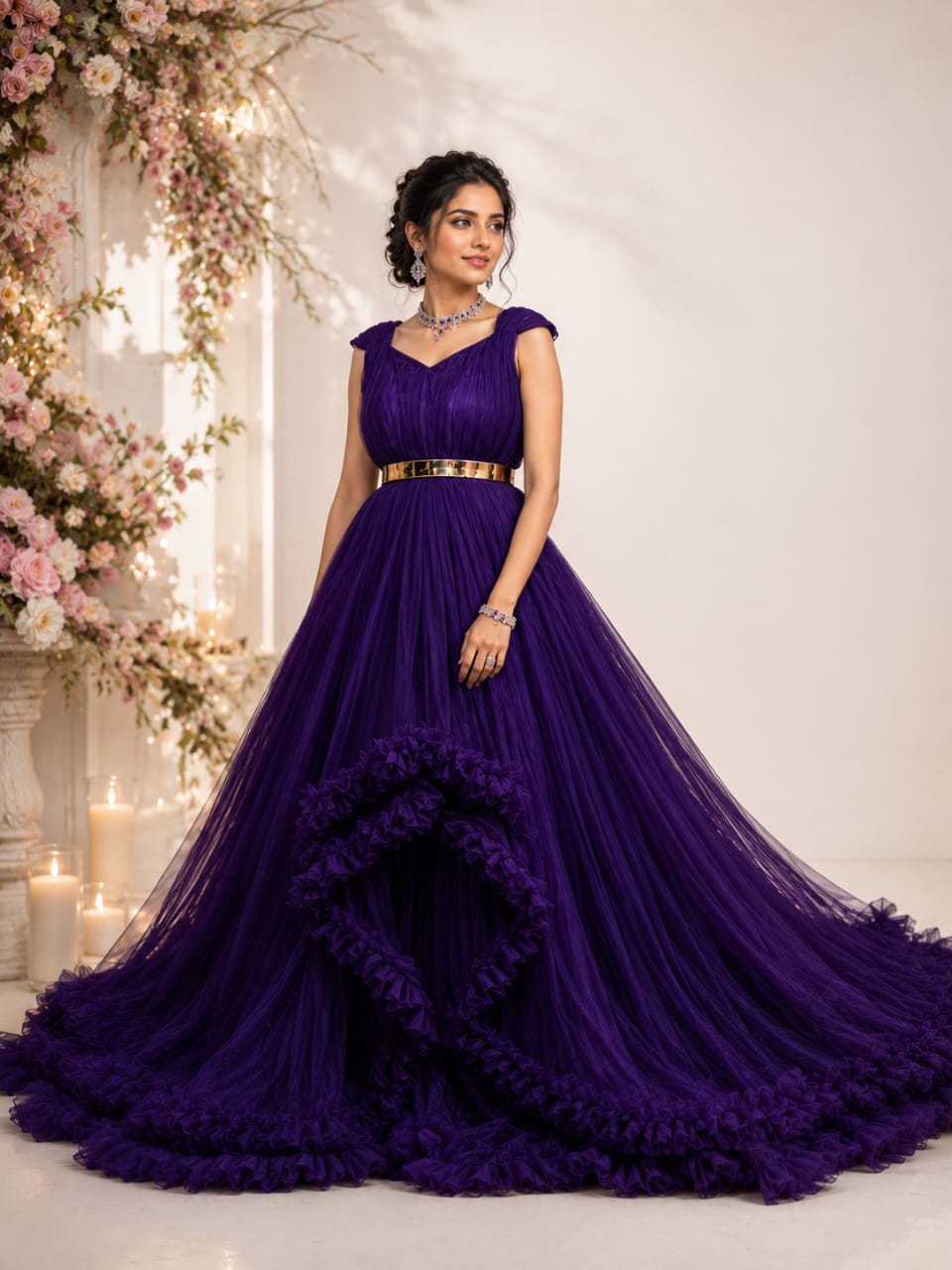Wine Long Ruffle Gown Wwwthedressbankcom