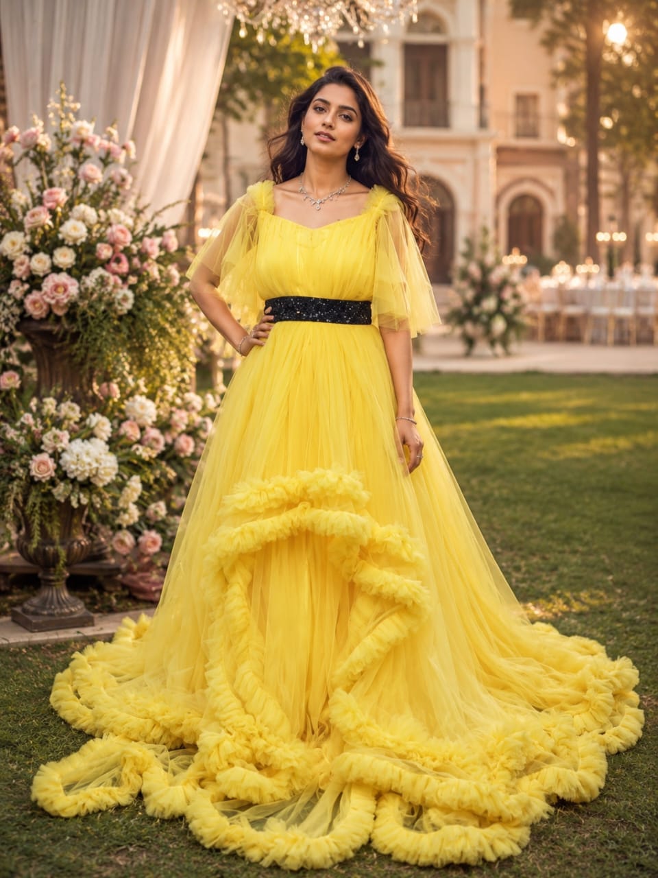 Yellow Big Ruffle Gown Wwwthedressbankcom