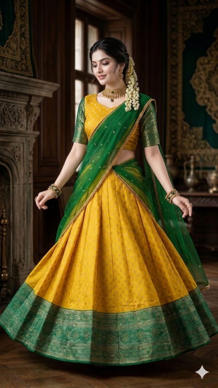 Yellow Green Half Saree Wwwthedressbankcom