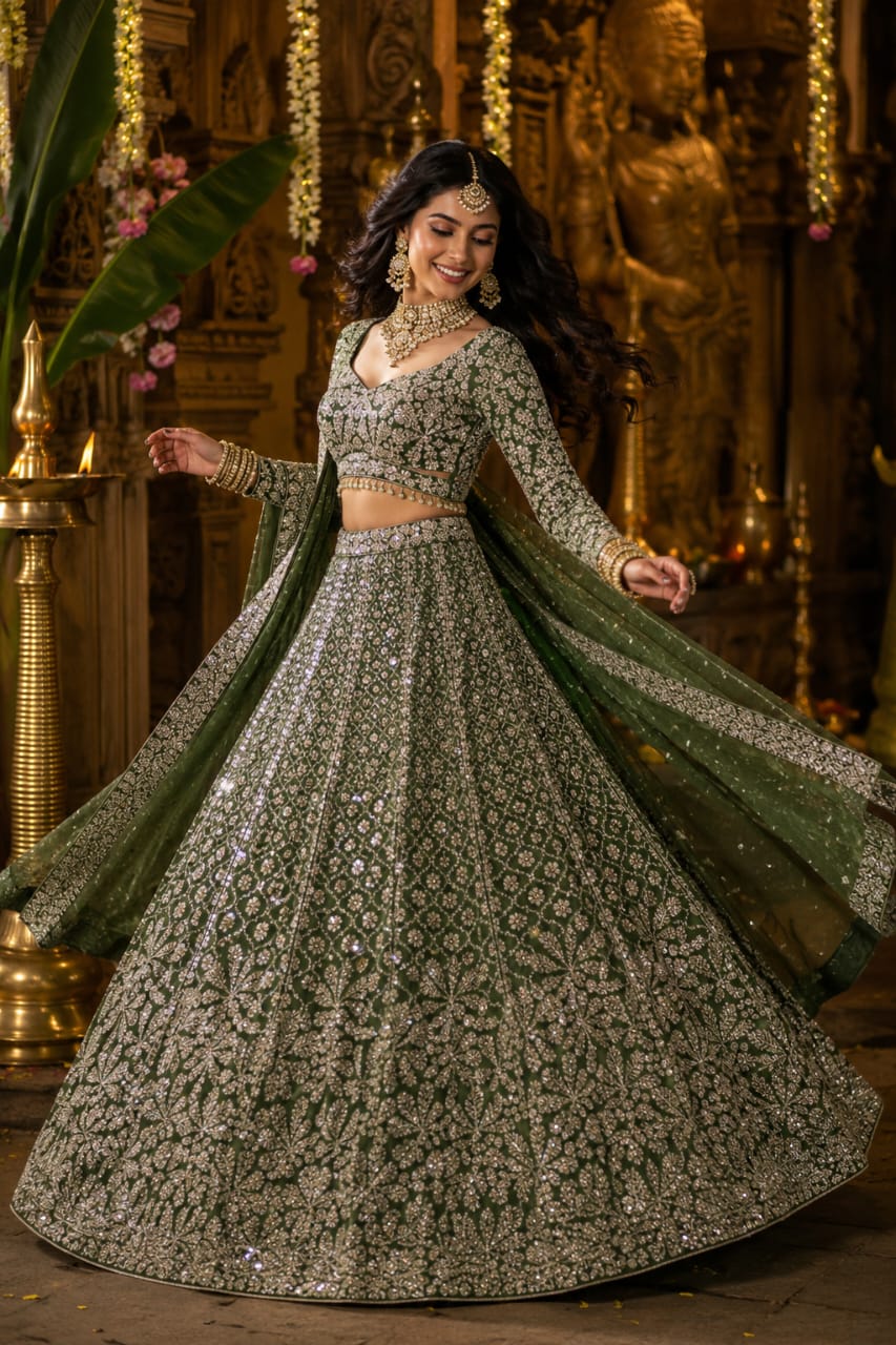 Olive Green Bridal Lehenga Wwwthedressbankcom