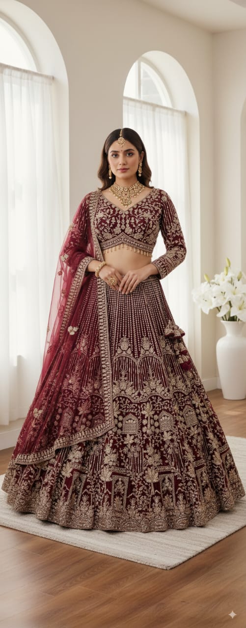 Royal Wine Bridal Lehenga Wwwthedressbankcom