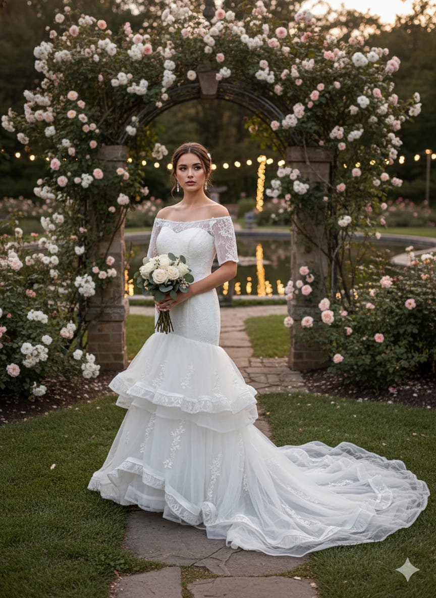 White Layered Mermaid Christian Wedding Gown Wwwthedressbankcom