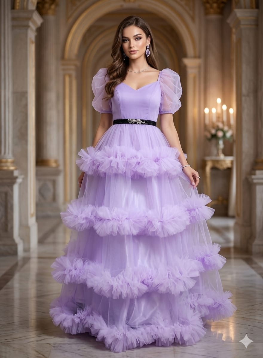 Pink Lavender Simple Ruffle Gown Copy Wwwthedressbankcom