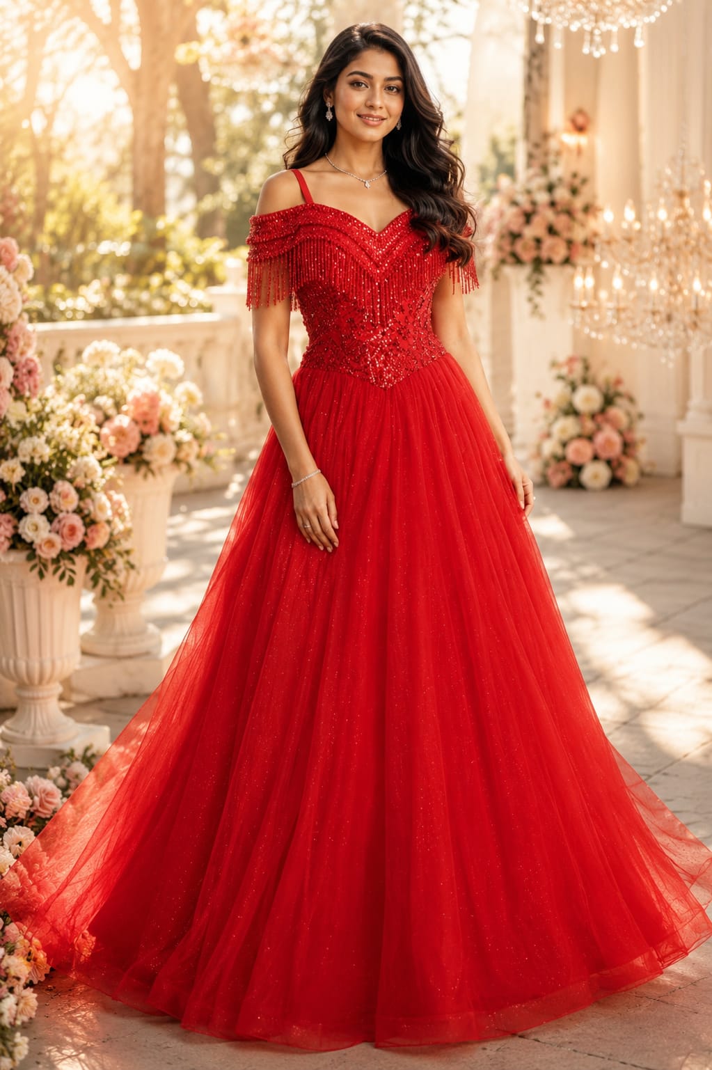Red Princess Half Shoulders Ball Gown Wwwthedressbankcom