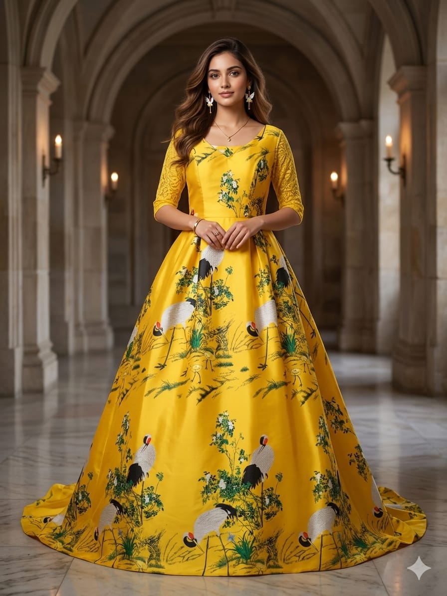 Yellow Full Sleeve Ball Gown Wwwthedressbankcom