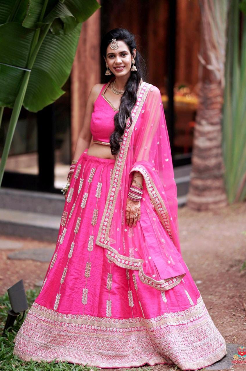 Pink Silk Bridal Lehenga With Full Sleeve Blouse Copy Wwwthedressbankcom